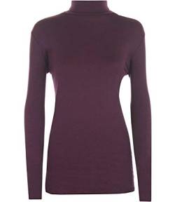 TrendyFashion Damen Rollkragenpullover, Stretch, Lange Ärmel, einfarbiges Oberteil Gr. 38-40, violett von TrendyFashion