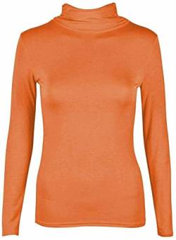 TrendyFashion Damen Rollkragenpullover, Stretch, langärmelig, einfarbig, Rollkragen, einfarbig, Orange, 38-40 von TrendyFashion