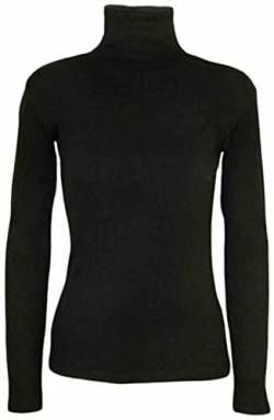 TrendyFashion Damen Rollkragenpullover, Stretch, langärmelig, einfarbig, Rollkragen, einfarbig, Schwarz, 42-44 von TrendyFashion