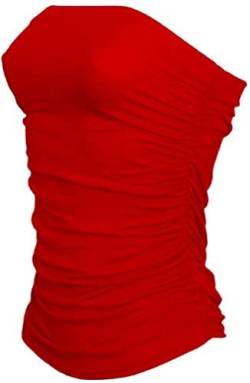 TrendyFashion Damen Sommer Ärmellos Bandeau Top Schlauchweste Top, rot, 34-36 von TrendyFashion