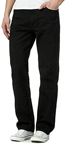 TrendyFashion Herren-Jeans mit geradem Bein, normale Passform, bequeme Hose, für Erwachsene, strapazierfähig, Arbeitsjeans, Schwarz , 36W x 27L von TrendyFashion