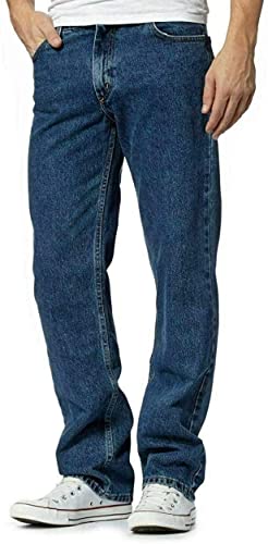 TrendyFashion Herren-Jeans mit geradem Bein, normale Passform, bequeme Hose, für Erwachsene, strapazierfähig, Arbeitsjeans, dunkelblau, 30W x 27L von TrendyFashion