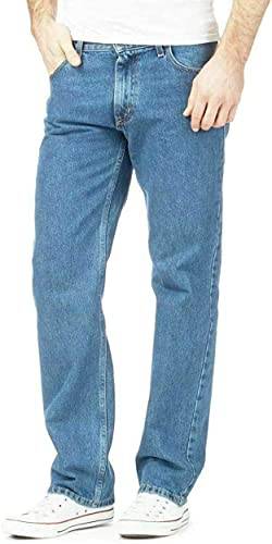 TrendyFashion Herren-Jeans mit geradem Bein, normale Passform, bequeme Hose, für Erwachsene, strapazierfähig, Arbeitsjeans, hellblau, 30W x 27L von TrendyFashion