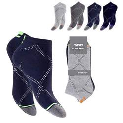 Trendyshop365 12 Paar Sneaker-Socken für Herren und Jungen Füßlinge Baumwolle Sportsocken schwarz grau blau (Größe 43-46) von Trendyshop365