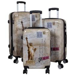 Trendyshop365 Koffer-Set 3-teilig Trolley Hartschale - Freiheitsstatue New York von Trendyshop365