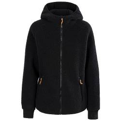 Trespass Sherpa-Fleecejacke für Damen, mit Kapuze, durchgehender Front-Reißverschluss, Airtrap-Spule, Schwarz , 38 von Trespass