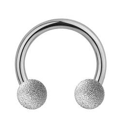 Piercing Hufeisen - Stahl - Diamant - Silber - [02.] - 1.2 x 8 mm (Kugeln: 3mm) von Treuheld