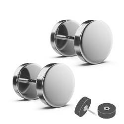 Treuheld® 1.2 x 6 mm Fake Plug Set (2 Stück) in Silber - Titan Ohrstecker zum Schrauben für Damen & Herren - 1 Paar von Treuheld