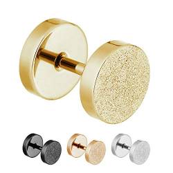 Treuheld® | 6mm Fake Plug Ohrstecker in Diamant Glitzer Optik | Gold | Fake Tunnel Ohrring zum Schrauben für Damen und Herren | Chirurgenstahl von Treuheld