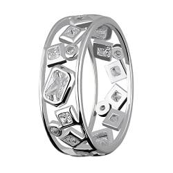 Treuheld® Breiter 925 Sterling Silber Ring mit geometrischen Kristallen | 8 Größen [01.] 48 von Treuheld