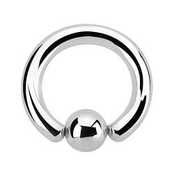 Treuheld® | Großes Klemmkugelring Piercing/BCR Ring aus Chirurgenstahl | 2mm x 12mm und Kugel: 5mm | Silber | Ohr/Brust/Intim Piercing Ring von Treuheld