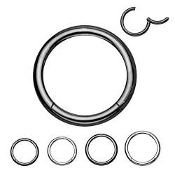 Treuheld® Segmentring Piercing Clicker | 1,2mm x 13mm | Titan | Schwarz | Klicker Ring für Helix, Septum, Tragus, Ohr, Bauchnabel Lippe Intim Auge von Treuheld