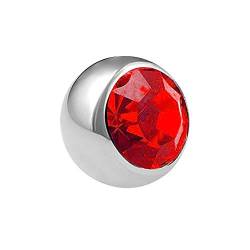 Treuheld® | Silberne Piercing Kugel mit Gewinde mit Kristall - [59.] 1.6 x 4 mm - rot1.6 x 4 mm rot von Treuheld
