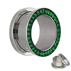 Treuheld Flesh Tunnel - Silber - Kristall - Grün - Schutzschicht 28 mm von Treuheld