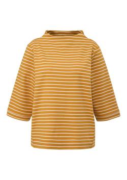 Große Größen: Gestreiftes Sweatshirt mit Stehkragen, senfgelb gestreift, Gr.44 von Triangle