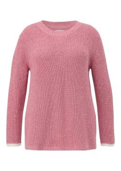 Große Größen: Melierter Strickpullover mit Kontrast-Bündchen, pink, Gr.48 von Triangle