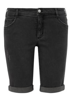 Große Größen: Schmale Jeansshorts im Used-Look, black Denim, Gr.46 von Triangle