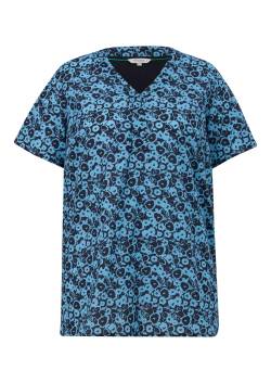 Große Größen: Shirt im Material- und Mustermix, blau bedruckt, Gr.46 von Triangle