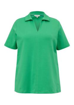 Große Größen: Shirt mit V-Ausschnitt und Polokragen, grün, Gr.52 von Triangle