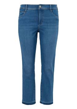 Große Größen: Slim Jeans in verkürzter Form, mit offenem Saum, light blue Denim, Gr.44 von Triangle