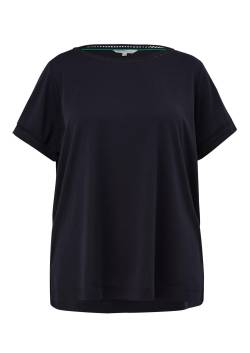 Große Größen: T-Shirt aus Piqué, mit Spitzenborte am Ausschnitt, nachtblau, Gr.48 von Triangle