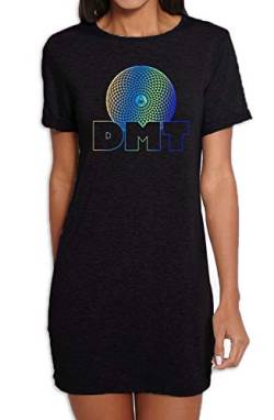 DMT T-Shirt Kleid mit Farbverlauf, blau-grün, Psychedelic Droge, kurzärmelig, schwarz, Mittel von Tribal T-Shirts