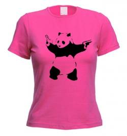 Tribal T-Shirts Banksy Panda T-Shirt für Damen, hot pink, Small von Tribal T-Shirts