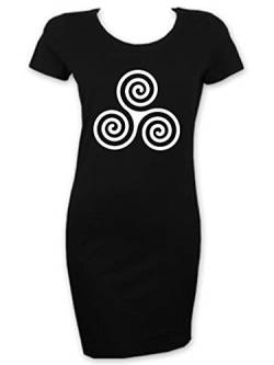 Tribal T-Shirts Celtic Spiral Damen T-Shirt Kleid Kurzarm, schwarz, X-Groß von Tribal T-Shirts