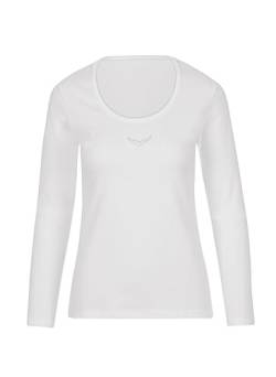 Trigema Damen Langarmshirt mit Swarovski Elements, Einfarbig, Gr. 38 (Herstellergröße: M), weiß (weiß 001) von Trigema