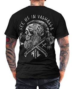 See us in Valhalla T-Shirt Vikings Ragnar Odin Skull Wikinger Celtic Runen (L) von Trillest Gear