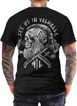 See us in Valhalla T-Shirt Vikings Ragnar Odin Skull Wikinger Celtic Runen (M) von Trillest Gear