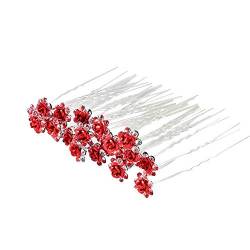 Haarnadel/ Haarspange mit Kristall-Rosenblüte, für Braut, Hochzeit, Abschlussball; HAR1010; 10 Stück rot von Trimming Shop