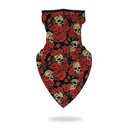 Trimming Shop Multifunktionales Halstuch Bandana Kopfbedeckungsschal mit Ohrriemen Gesichtsbedeckung Staubschutz für Unisex Outdoor Cycling Motorrad Rosy Totenkopf von Trimming Shop