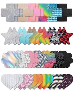 Tripetals Glitz Pasties Pack Rave 25 Paare Nippelabdeckungen Aufkleber für Frauen Rave Party Einweg Klebe Busenblüten Mehrere Designs - Mehrfarbig von Tripetals