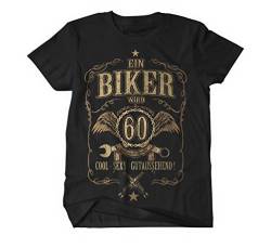 Biker Geburtstags Herren Kurzarm T-Shirt Fun Shirt 3X-Large Schwarz 60Jahre von Triton Style