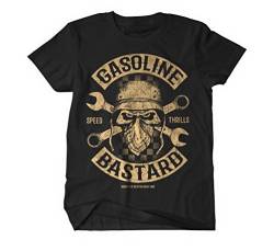 Gasoline Bastard Herren T-Shirt Kurzarm hochwertig Bedruckt Biker Racer Shirt Vintage Custom Retro 5X-Large Schwarz von Triton Style