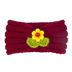 Blume 21 Stirnband Kinder Farbe Wolle und Winter for warmes Stirnband Solide Herbst Haarband Top Haarband Große weiche Haargummis (Color : A, Size : One Size) von Trjgtas