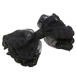 Haarnadel-Spitze, Schleife, Haarspangen, Schleife, Stoff, Blume, Haarnadeln, Doppelschicht, Spitze, Haarfeder, schwarze Spitze, Haarnadeln for Hochzeit, Party, Valentinstag (Color : Nero) von Trjgtas