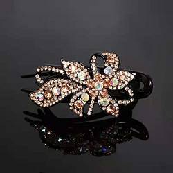 Haarnadel Strass Braut Haarspange Kristall Blume Kopfbedeckung Blume Entenschnabel Clips Vintage Kristall Haarnadel Weibliche Haarspange Strass Haarspange (Size : N) von Trjgtas