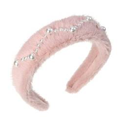 Perlen-Perlen-Stirnband, weiches Plüsch-Diadem for Frauen, Mädchen, süße Haarbänder, Winter-Kopfbedeckung, Haarschmuck (Color : A, Size : 1) von Trjgtas
