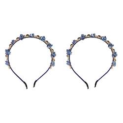 Ser von 2 Kristall-Strass-Wicklungs-Haarband-Frauen-Kopfschmuck Kristall-Strass-Wicklungs-Stirnband Stirnband Französisch Elegant (Color : Bluex2pcs, Size : 14X11X1cmx2pcs) von Trjgtas