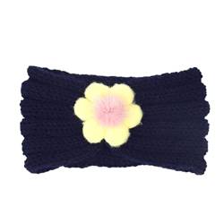 Solides Stirnband 21 Farben Winter- und Herbststirnband Haarband for warme Wolle Kinderblumen-Haarband Top Krawatten dünn und dick (Color : Navy, Size : One Size) von Trjgtas
