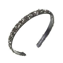 Stirnband Damen Strass Perle 1cm Glänzend Stirnband Haarschmuck Kopfbedeckung (Color : Nero, Size : 1) von Trjgtas