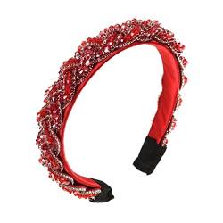 Strass Braid Stirnband Frauen Haarband Volltonfarbe Multi-Layer Rotating Braid Stirnband Mädchen Turbaccessories von Trjgtas