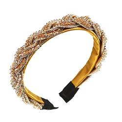 Strass Braid Stirnband Frauen Haarband Volltonfarbe Multi-Layer Rotating Braid Stirnband Mädchen Turbaccessories von Trjgtas