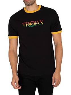 Trojan Records - Herren Retro-T-Shirt - Ska-/Reggae-Stil - Rasta-Design - Schwarz - XL von Trojan Records