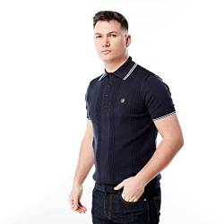 TROJAN Herren-Poloshirt, gestreift, gestrickt, navy, XL von Trojan