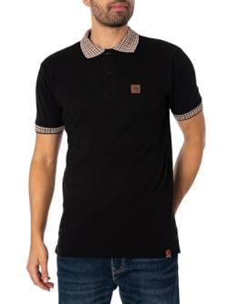 Trojan Gingham Check Trim Pique Polo TR/8865 4XL Black von Trojan