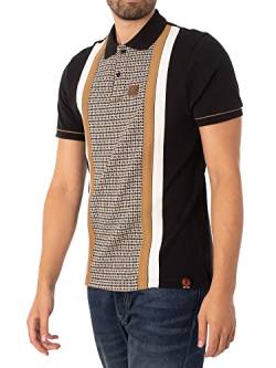 Trojan Herren Poloshirt mit Jacquard-Hahnentrittmuster, Schwarz, M von Trojan