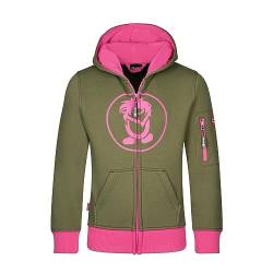 Trollkids Baumwoll Hoodie Pullover mit Kapuze, Dunkle Olive/Hellmagenta, Größe 164 von Trollkids